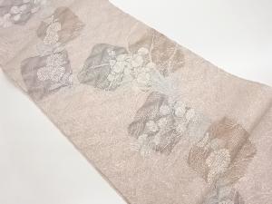  紗 すくい織色紙に秋草模様織出し袋帯